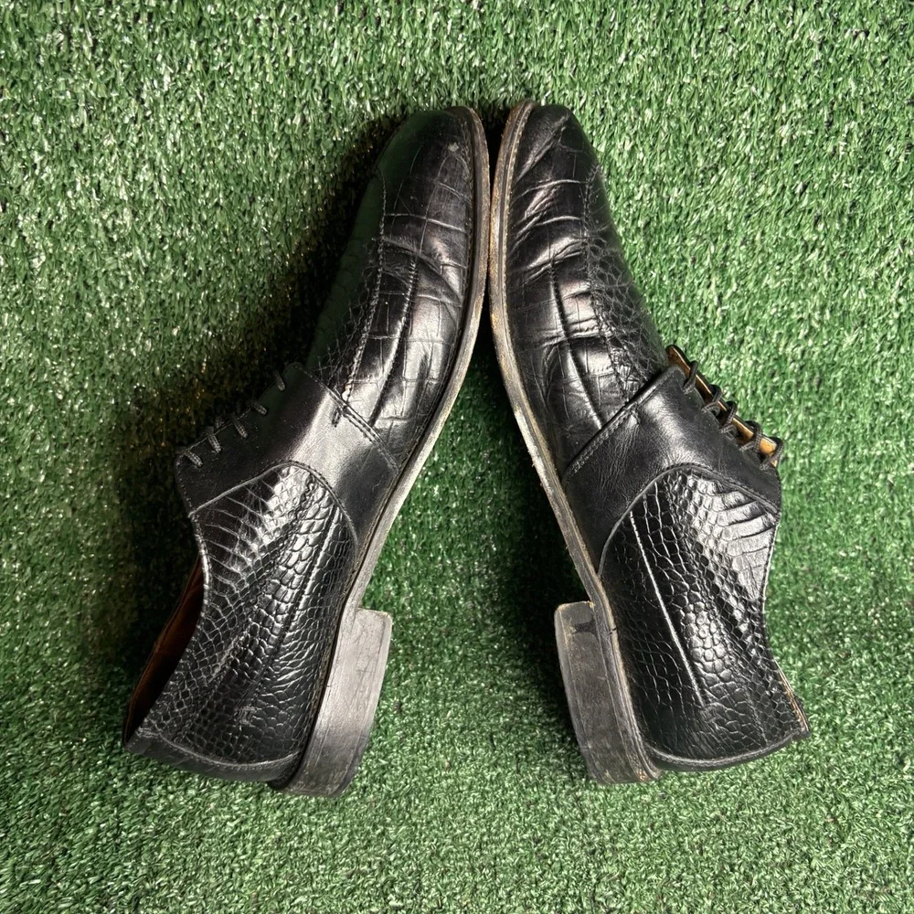 Stacy Adams Genuine Snake Leather Skin Exotic Dress Oxford Shoe Black Mens 9.5 M